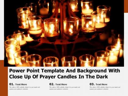 Powerpoint template and background with close up of prayer candles in the dark