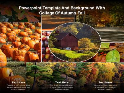 Powerpoint template and background with collage of autumn fall