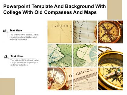 Powerpoint template and background with collage with old compasses and maps