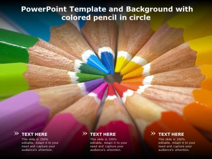 Powerpoint template and background with colored pencil in circle