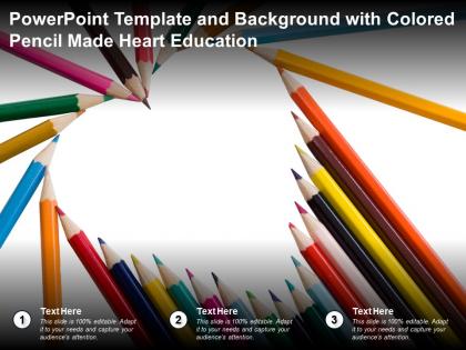 Powerpoint template and background with colored pencil made heart education