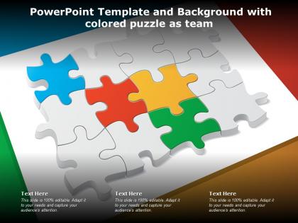 Powerpoint template and background with colored puzzle as team