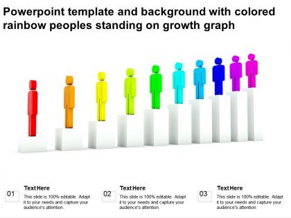 Powerpoint template and background with colored rainbow peoples standing on growth graph