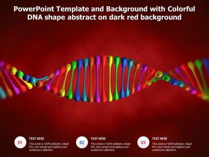 Powerpoint template and background with colorful dna shape abstract on dark red background