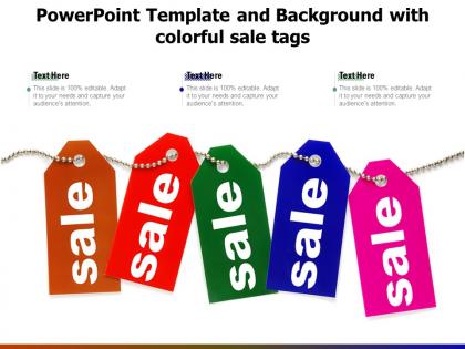 Powerpoint template and background with colorful sale tags