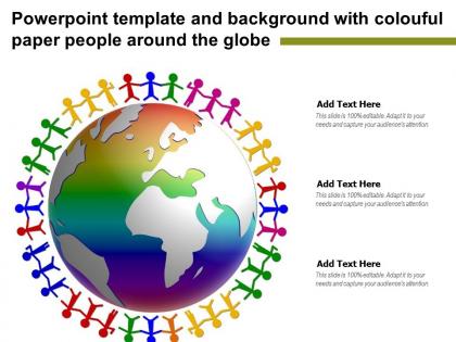 Powerpoint template and background with colouful paper people around the globe