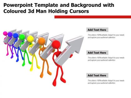 Powerpoint template and background with coloured 3d man holding cursors