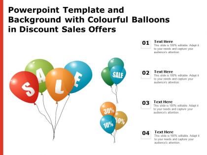 Powerpoint template and background with colourful balloons in discount sales offers