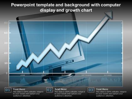 Powerpoint template and background with computer display and growth chart