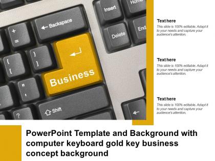 Powerpoint template and background with computer keyboard gold key business concept background