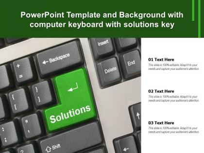 Powerpoint template and background with computer keyboard with solutions key