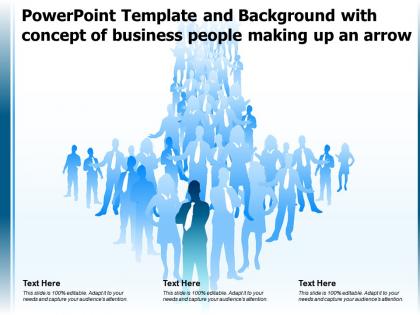 Powerpoint template and background with concept of business people making up an arrow