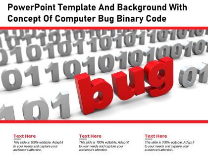 Powerpoint template and background with concept of computer bug binary code