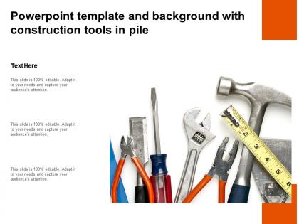 Powerpoint template and background with construction tools in pile