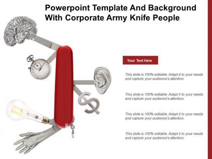 Powerpoint template and background with corporate army knife people