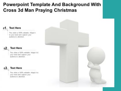 Powerpoint template and background with cross 3d man praying christmas