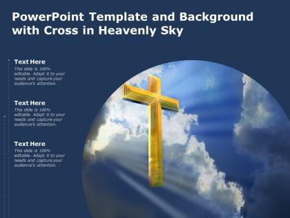 Powerpoint template and background with cross in heavenly sky