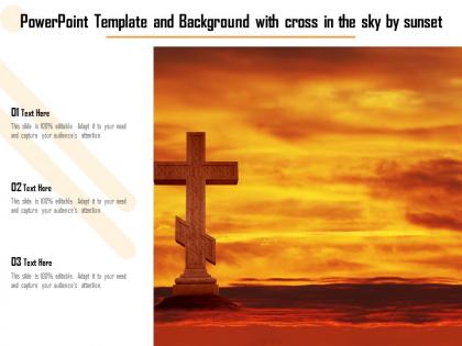 Powerpoint template and background with cross in the sky by sunset