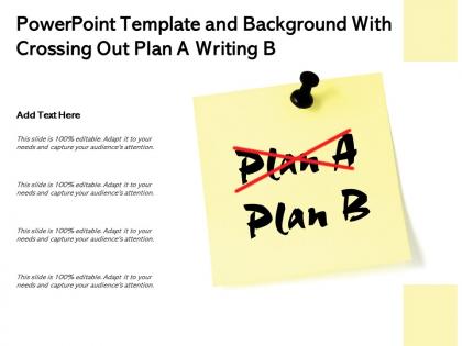 Powerpoint template and background with crossing out plan a writing plan b sticky note isolated