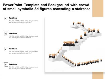 Powerpoint template and background with crowd of small symbolic 3d figures ascending a staircase