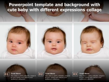 Powerpoint template and background with cute baby with different expressions collage
