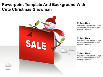 Powerpoint template and background with cute christmas snowman