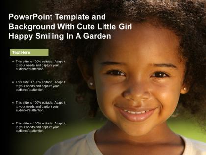 Powerpoint template and background with cute little girl happy smiling in a garden
