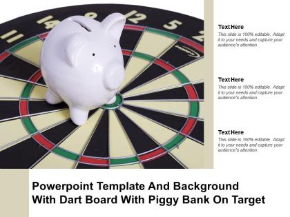 Powerpoint template and background with dart board with piggy bank on target
