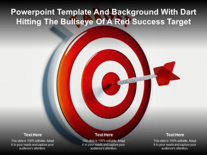 Powerpoint template and background with dart hitting the bullseye of a red success target