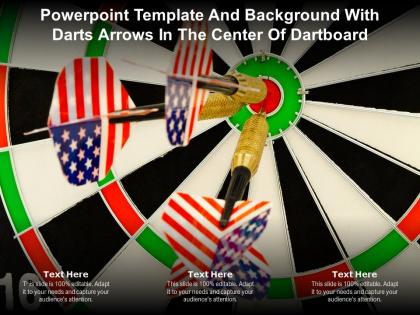 Powerpoint template and background with darts arrows in the center of dartboard