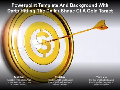 Powerpoint template and background with darts hitting the dollar shape of a gold target