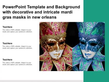 Powerpoint template and background with decorative and intricate mardi gras masks in new orleans