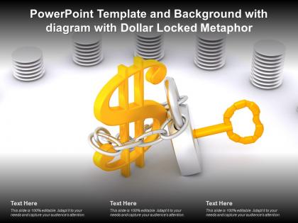 Powerpoint template and background with diagram with dollar locked metaphor