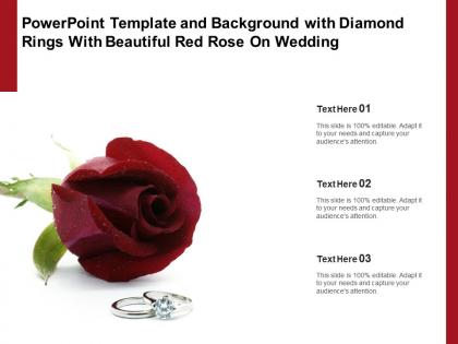Powerpoint template and background with diamond rings with beautiful red rose on wedding