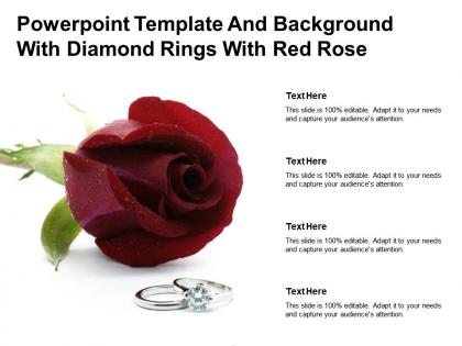 Powerpoint template and background with diamond rings with red rose