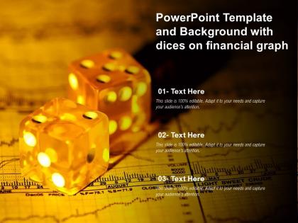 Powerpoint template and background with dices on financial graph