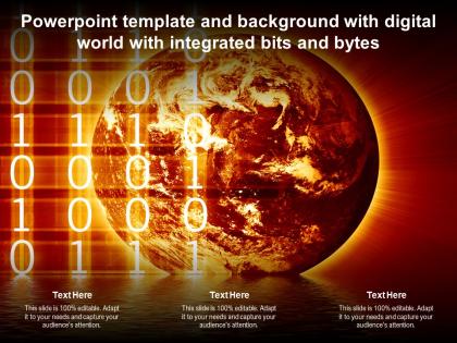 Powerpoint template and background with digital world with integrated bits and bytes