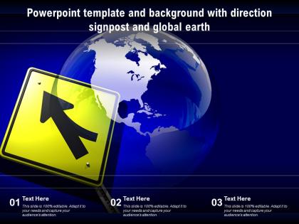 Powerpoint template and background with direction signpost and global earth