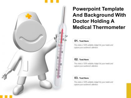Powerpoint template and background with doctor holding a medical thermometer