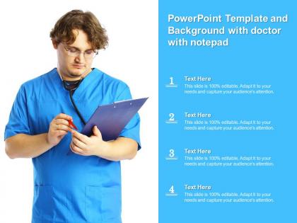 Powerpoint template and background with doctor with notepad
