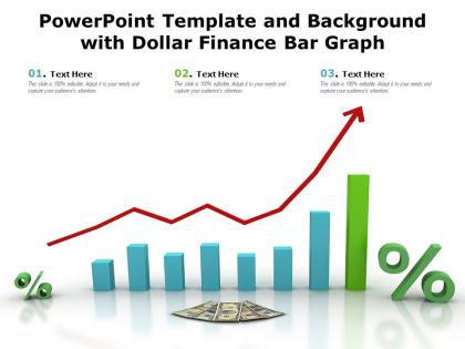 Powerpoint template and background with dollar finance bar graph