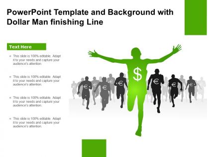 Powerpoint template and background with dollar man finishing line