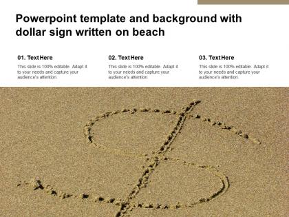 Powerpoint template and background with dollar sign written on beach