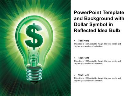 Powerpoint template and background with dollar symbol in reflected idea bulb