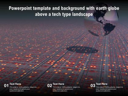 Powerpoint template and background with earth globe above a tech type landscape