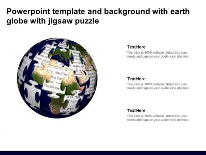 Powerpoint template and background with earth globe with jigsaw puzzle