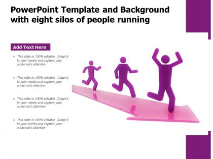 Powerpoint template and background with eight silos of people running
