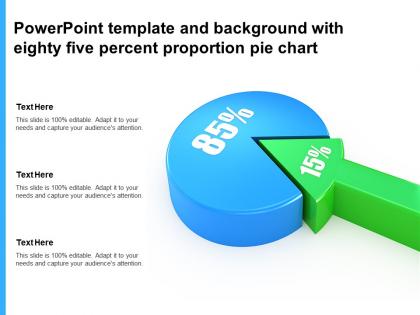Powerpoint template and background with eighty five percent proportion pie chart