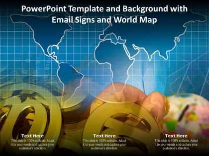 Powerpoint template and background with email signs and world map