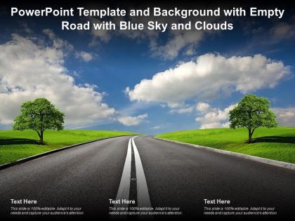Powerpoint template and background with empty road with blue sky and clouds